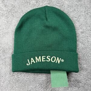 Jameson Irish Whiskey Green Beanie Hat NEW Embroidered Script Logo